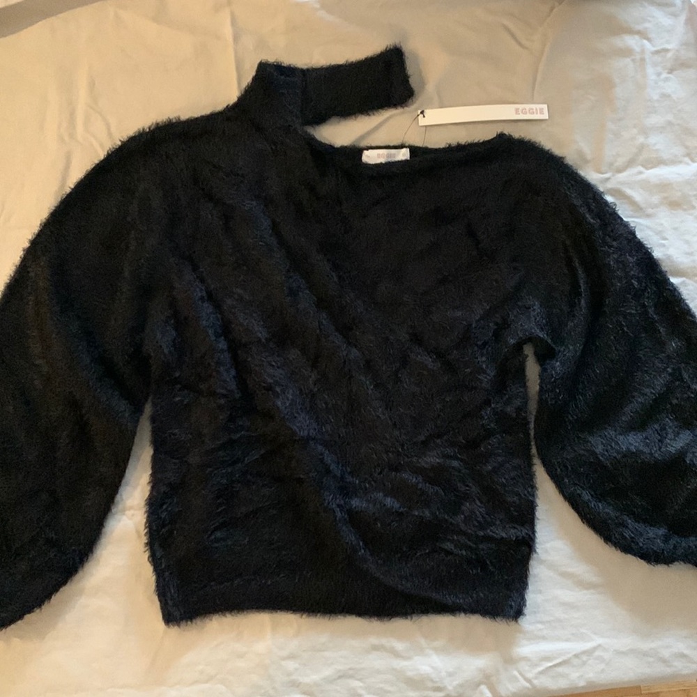 Eggie black fuzzy long-sleeve sweater